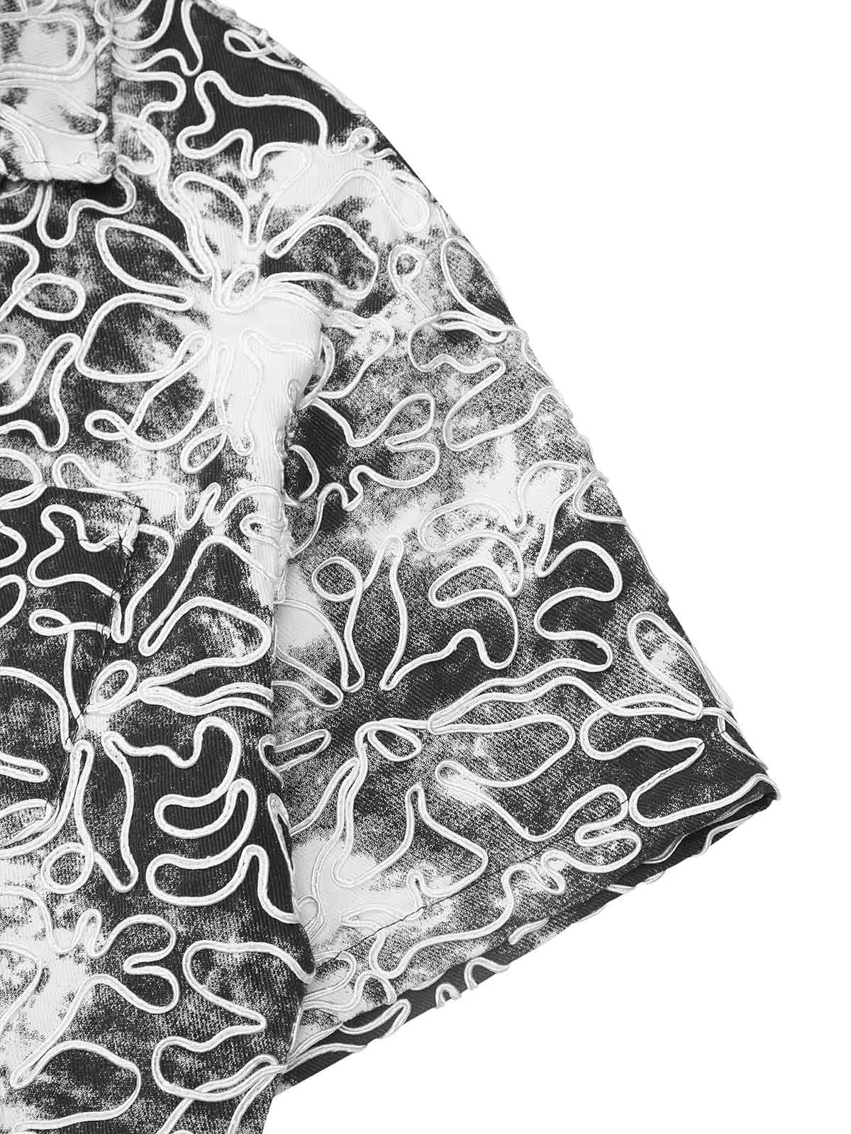 Thesupermade Ink Tie-dye Floral Hip-hop Short-sleeved Shirt
