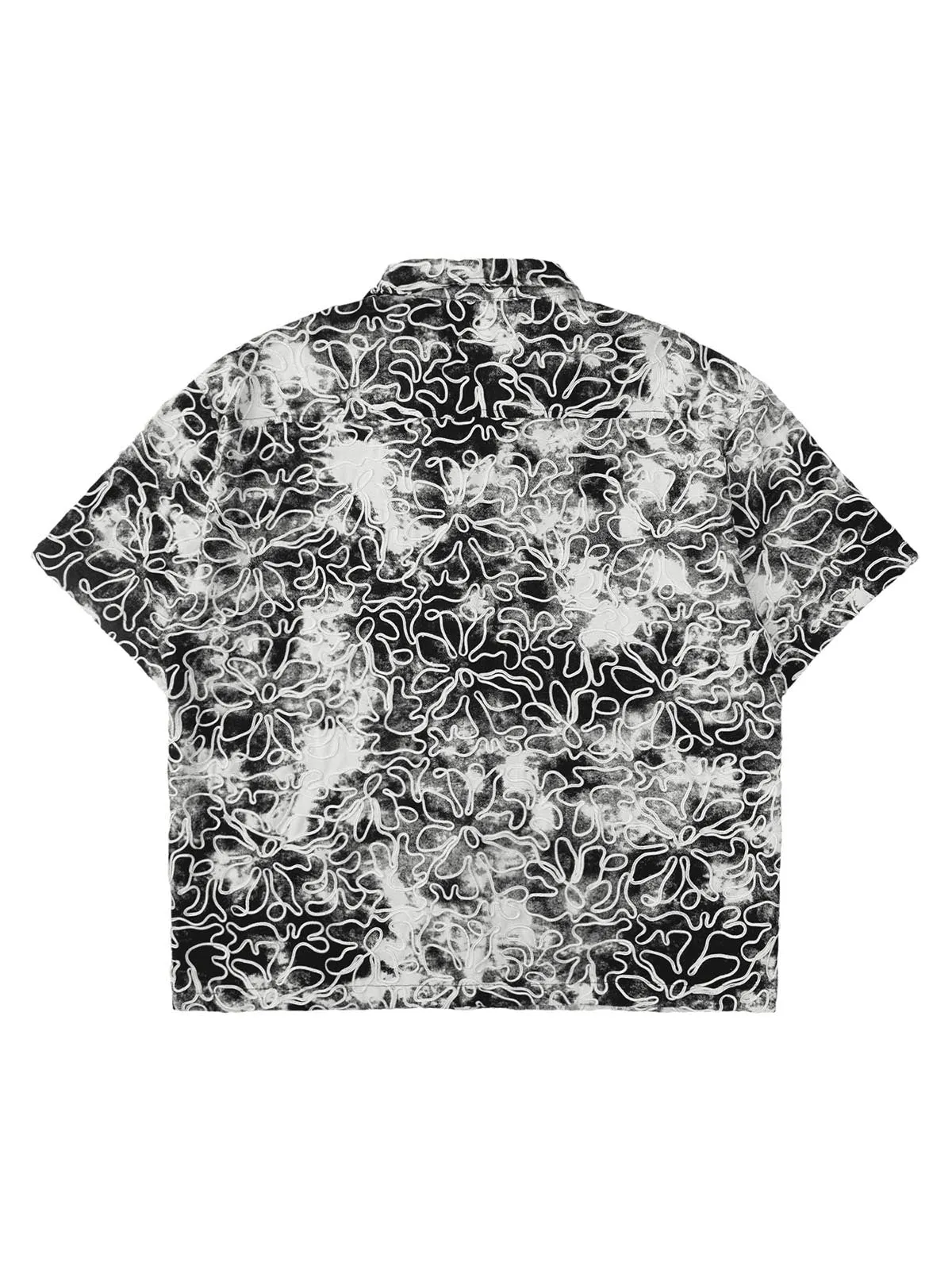 Thesupermade Ink Tie-dye Floral Hip-hop Short-sleeved Shirt