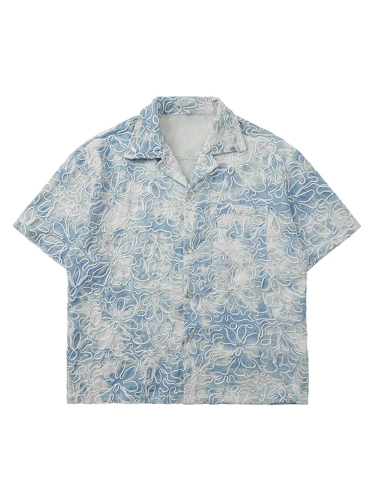 Thesupermade Ink Tie-dye Floral Hip-hop Short-sleeved Shirt