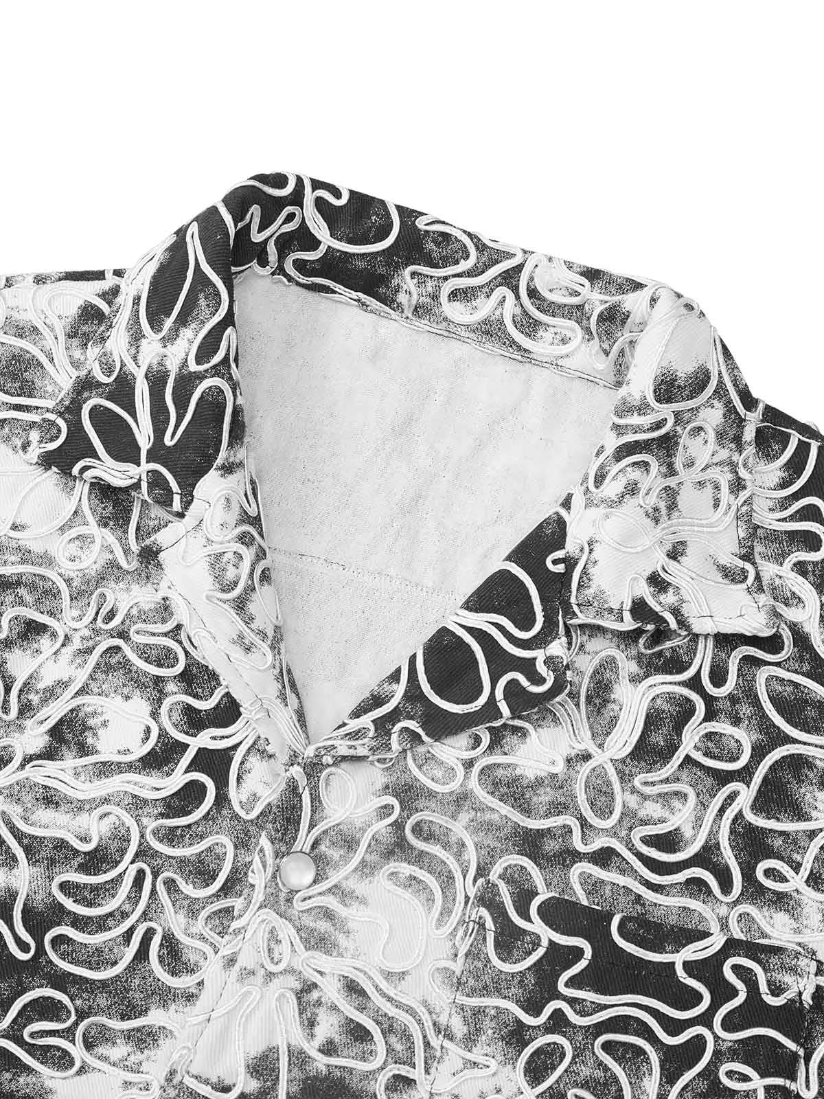 Thesupermade Ink Tie-dye Floral Hip-hop Short-sleeved Shirt