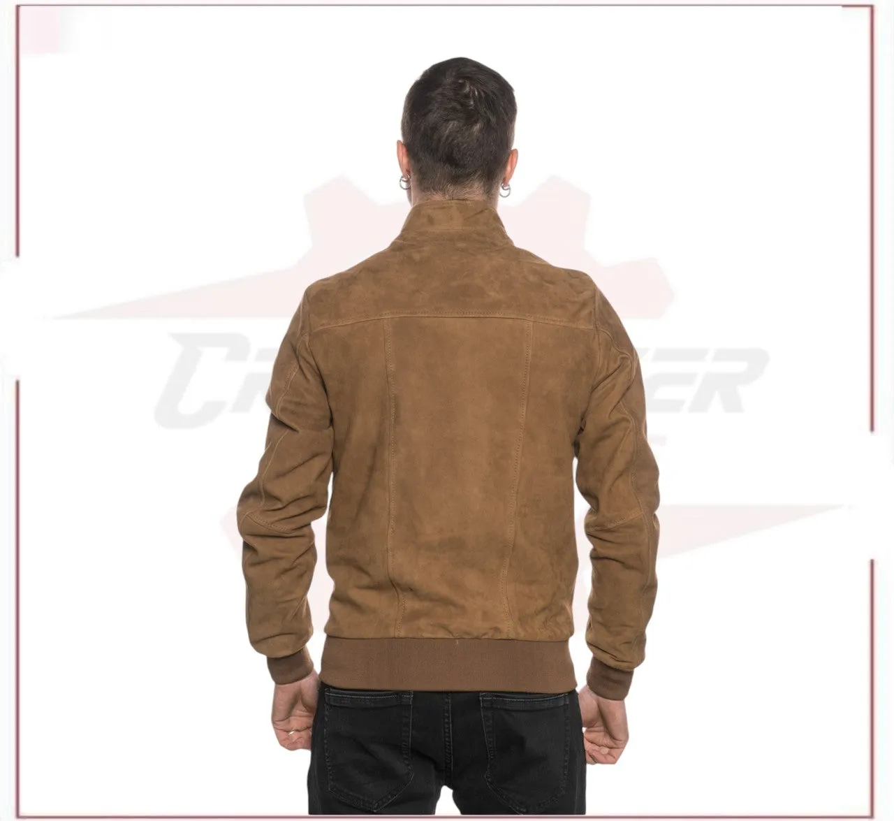 Victor - Men's Bomber Jacket in Genuine Honey Suede Leather