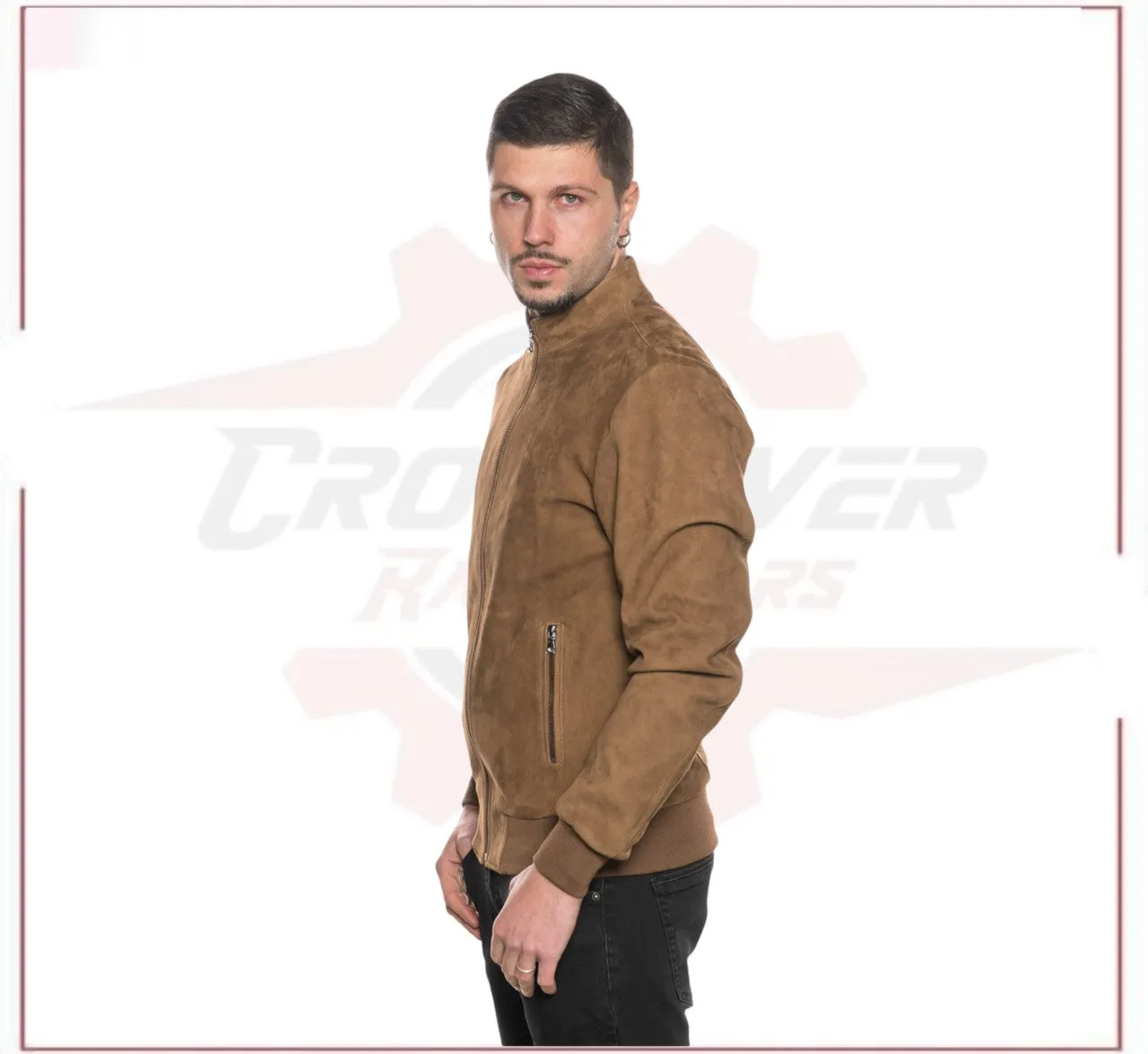 Victor - Men's Bomber Jacket in Genuine Honey Suede Leather