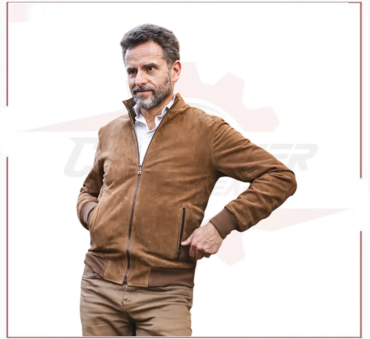 Victor - Men's Bomber Jacket in Genuine Honey Suede Leather