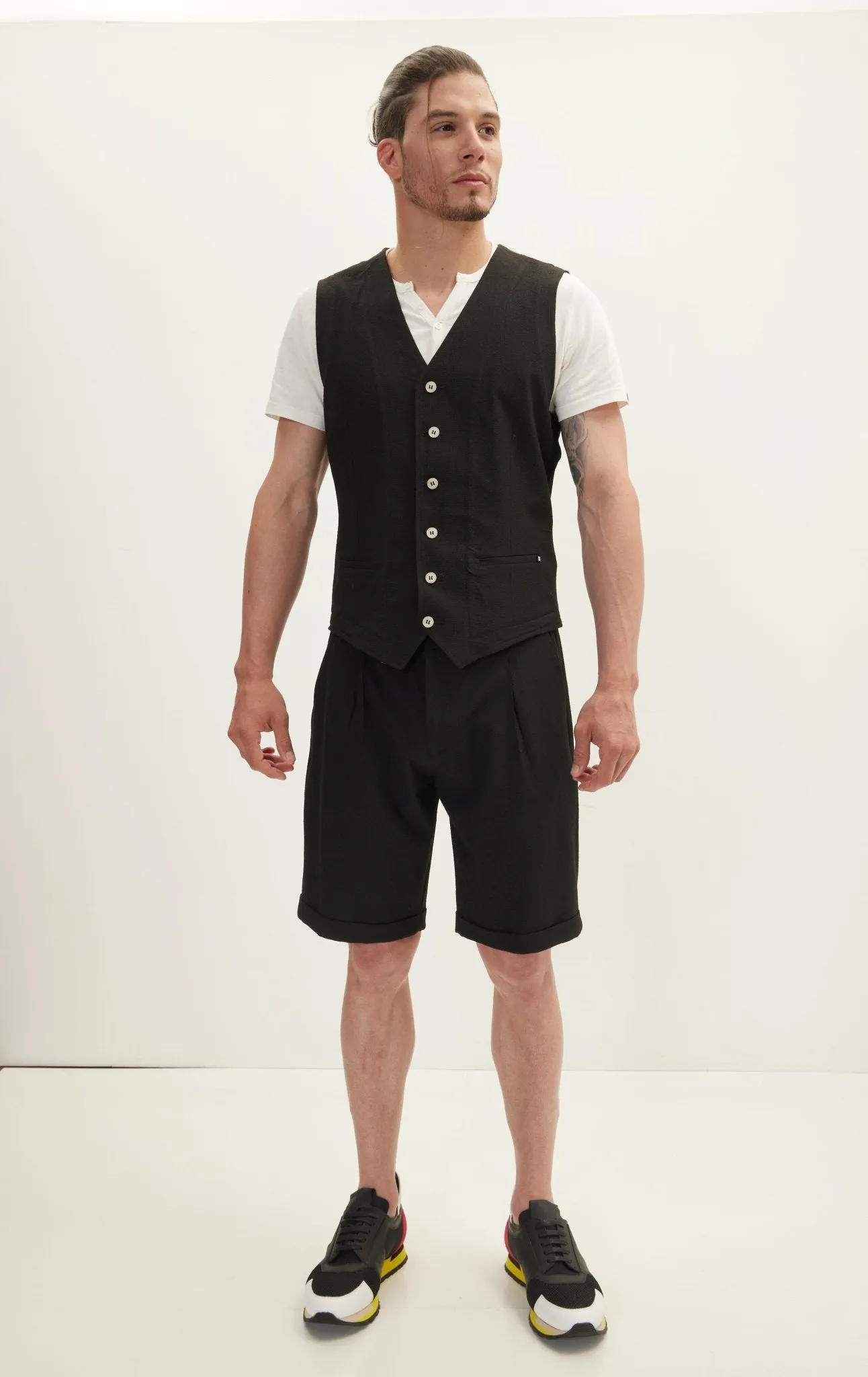 Waffle Stretch Beach day Vest - Black