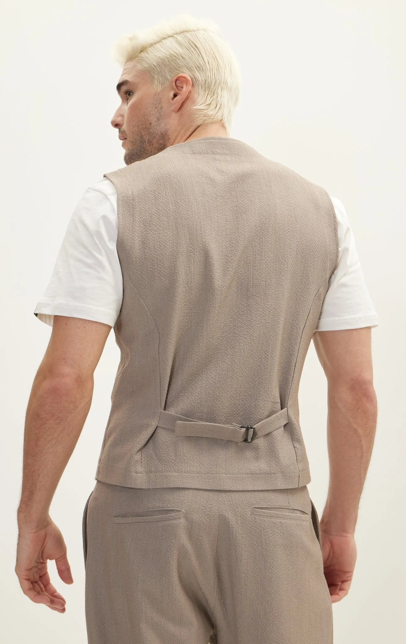 Waffle Stretch Beach day Vest - Brown