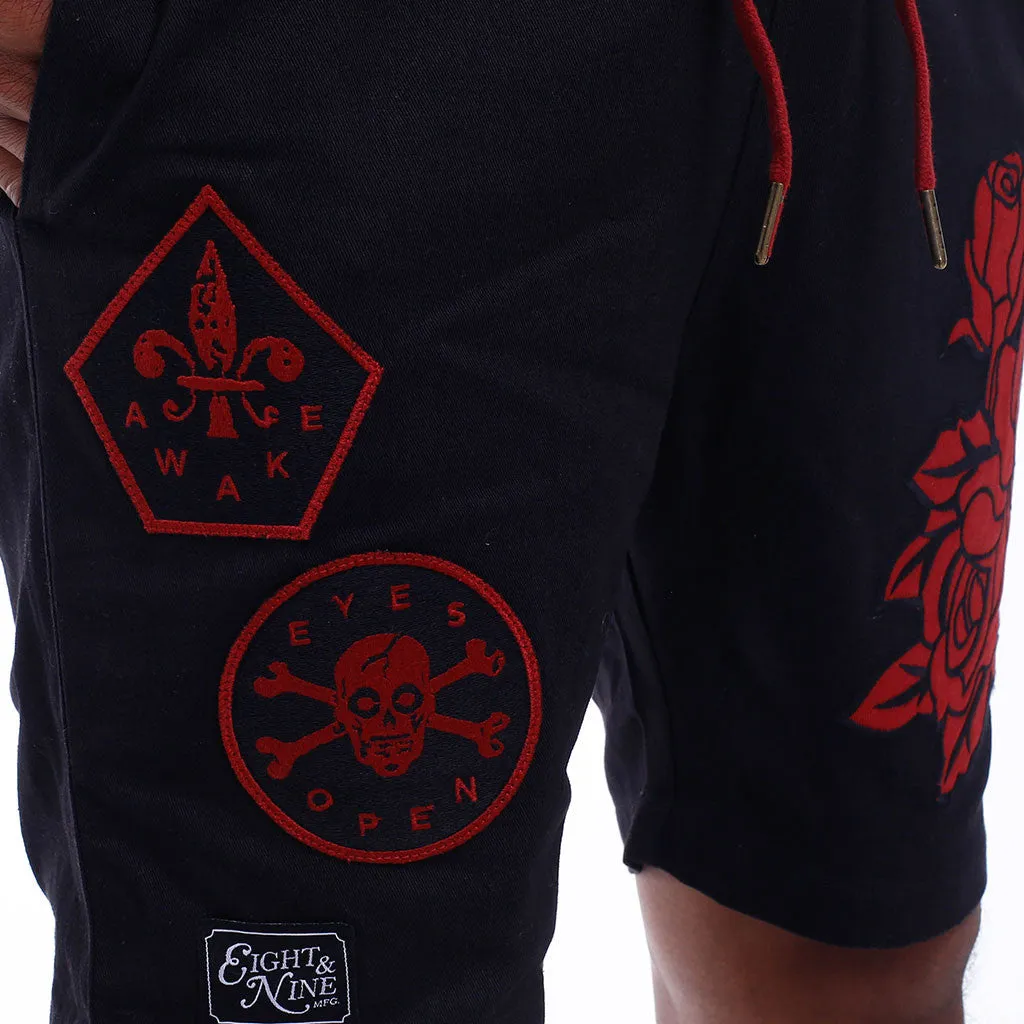 Wake Embroidered Short Black