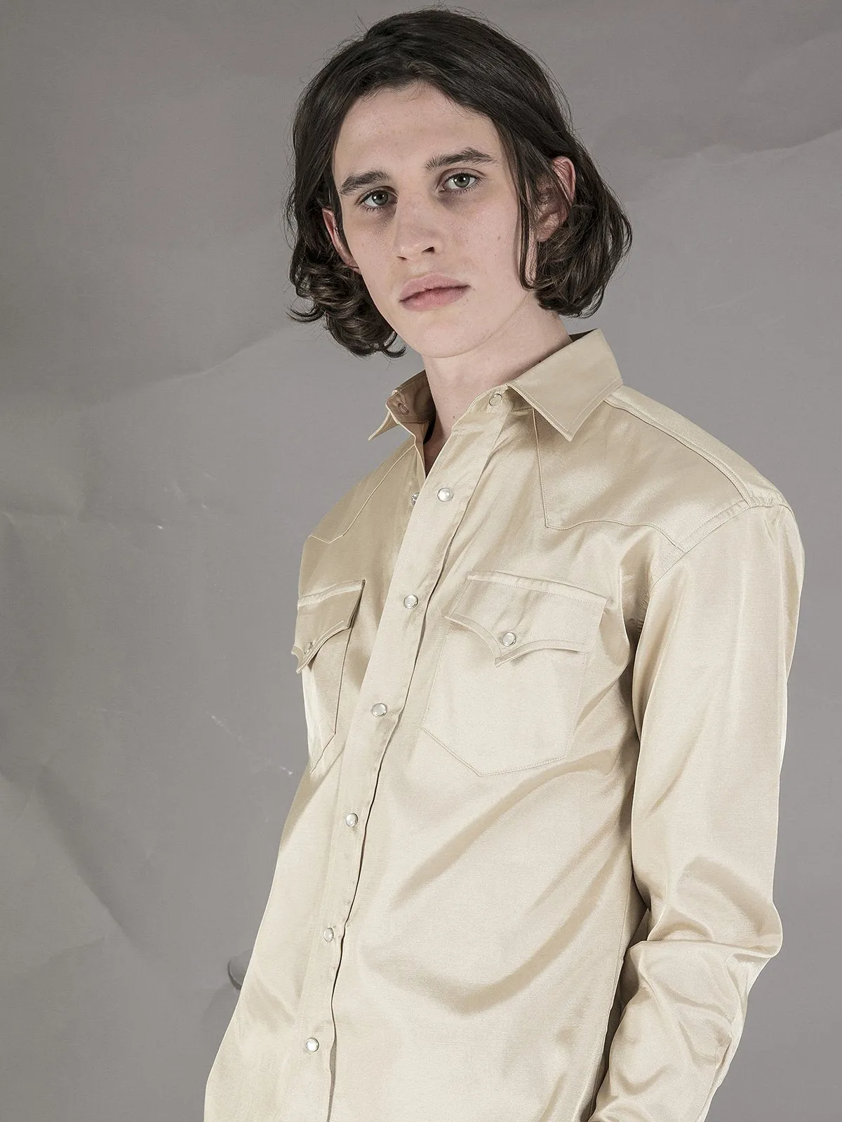 Western Shirt - Gold Satin