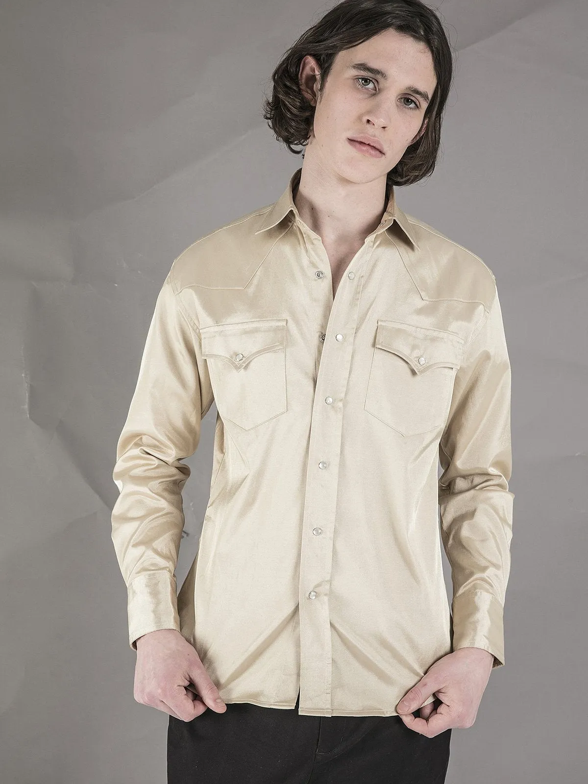 Western Shirt - Gold Satin