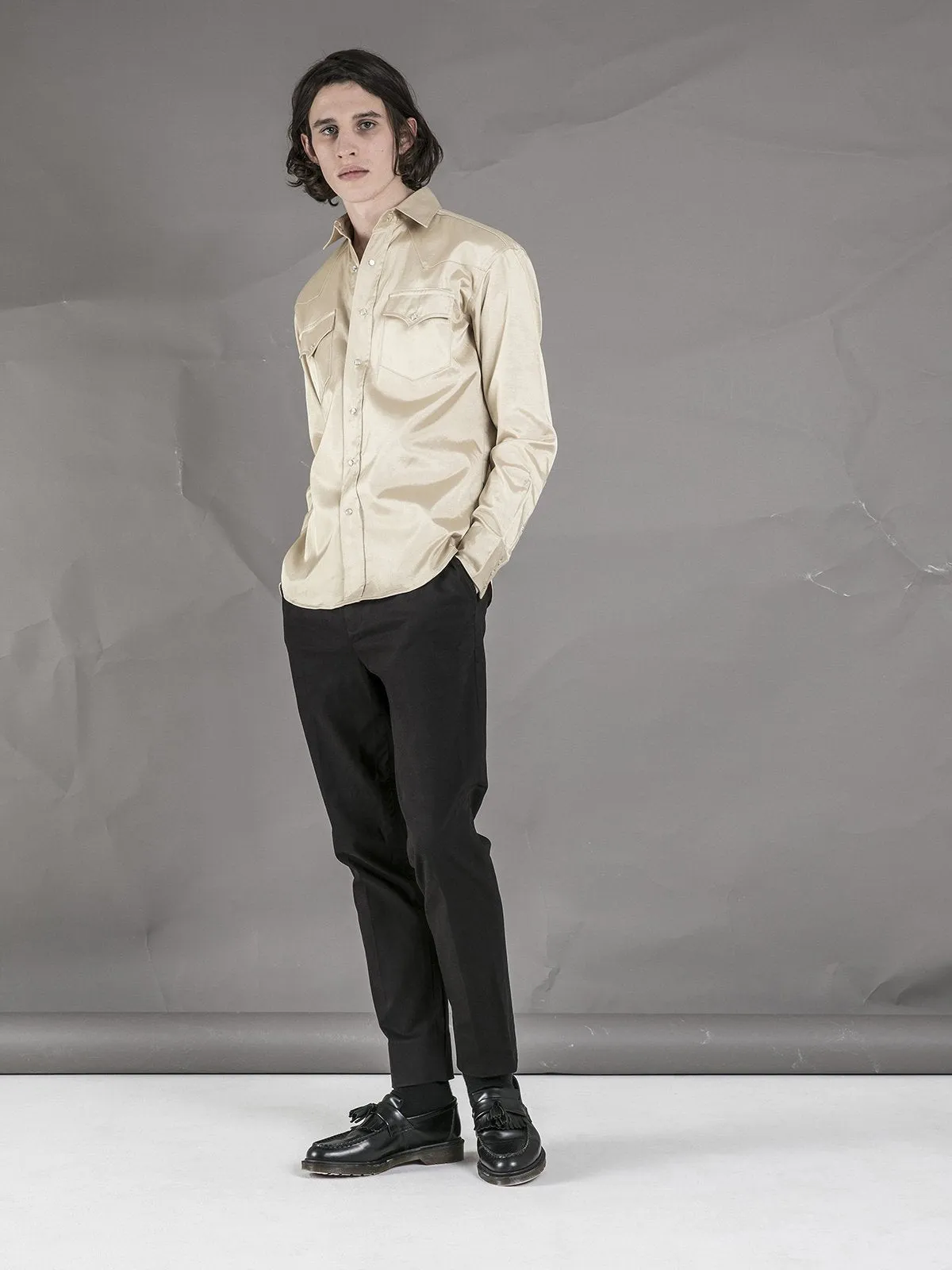 Western Shirt - Gold Satin