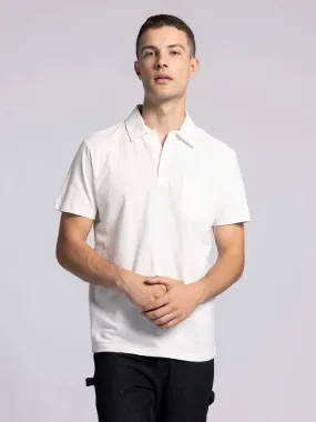 William Top - Cotton Henley Tee with Collar  BRIGHT WHITE